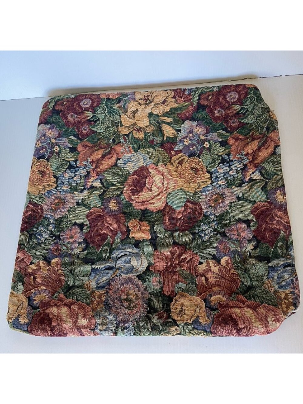 Floral Tapestry Pillow Cover Victorian Roses Peonies Cottage Core Garden 21 x 21